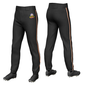 Custom Black Orange-White Classic Fit Stretch Practice Pull-up Baseball Pants