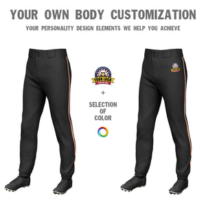 Custom Black Orange-White Classic Fit Stretch Practice Pull-up Baseball Pants