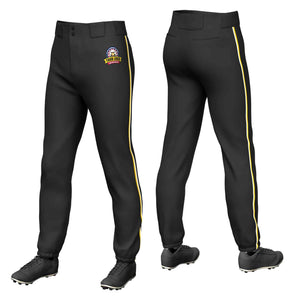 Custom Black Gold-White Classic Fit Stretch Practice Pull-up Baseball Pants