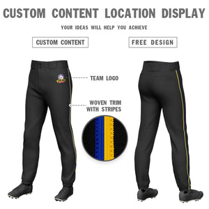 Pantalon de baseball pull-up extensible noir Royal-Gold personnalisé