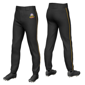 Custom Black Navy-Yellow Classic Fit Stretch Practice Pull-up Baseball Pants