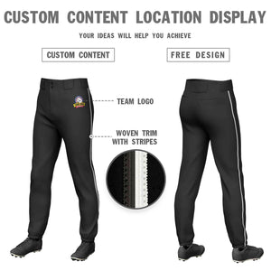 Pantalon de baseball pull-up extensible, coupe classique, personnalisé, noir, gris foncé et blanc