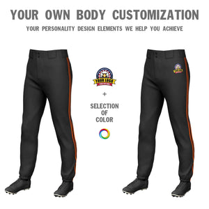 Custom Black Orange Black-Orange Classic Fit Stretch Practice Pull-up Baseball Pants