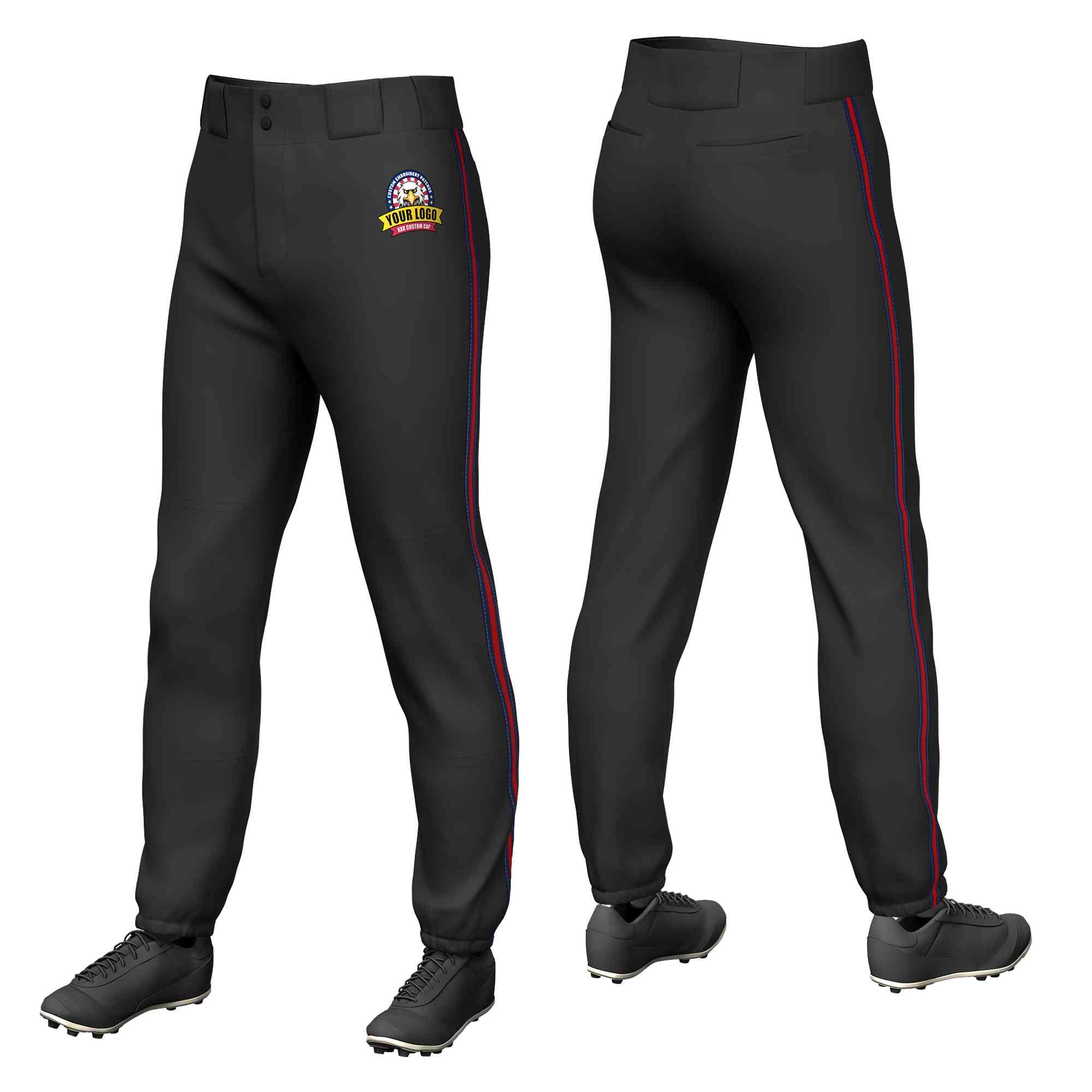 Pantalon de baseball pull-up extensible personnalisé noir marine rouge-marine coupe classique