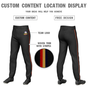 Custom Black Navy Old Gold-Red Classic Fit Stretch Practice Pull-up Baseball Pants