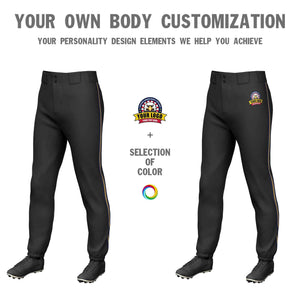 Custom Black Navy Old Gold-Navy Classic Fit Stretch Practice Pull-up Baseball Pants