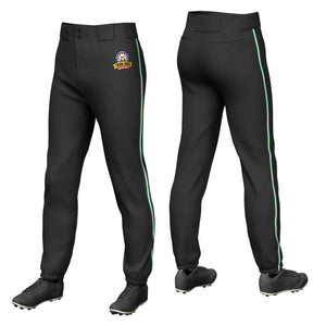 Custom Black Green White-Green Classic Fit Stretch Practice Pull-up Baseball Pants