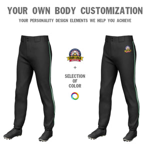 Custom Black Green White-Green Classic Fit Stretch Practice Pull-up Baseball Pants