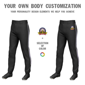 Custom Black White Purple-White Classic Fit Stretch Practice Pull-up Baseball Pants