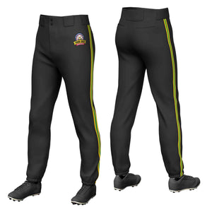 Custom Black Gold Kelly Green-Gold Classic Fit Stretch Practice Pull-up Baseball Pants