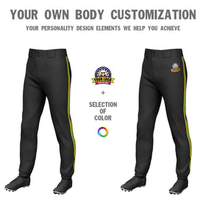 Custom Black Gold Kelly Green-Gold Classic Fit Stretch Practice Pull-up Baseball Pants