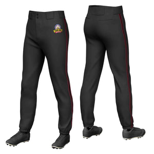 Custom Black Crimson Noir-Crimson Pantalon de baseball extensible à coupe classique