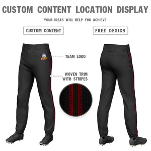 Custom Black Crimson Noir-Crimson Pantalon de baseball extensible à coupe classique