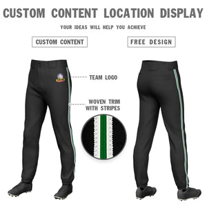 Pantalon de baseball à traction extensible, personnalisé, noir et blanc, vert-blanc, coupe classique