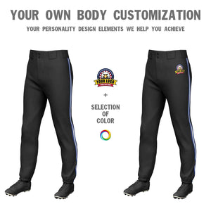 Custom Black Royal White-Royal Classic Fit Stretch Practice Pull-up Baseball Pants