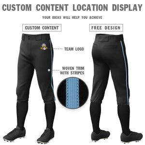 Custom Black Light Blue Classic Fit Stretch Practice Knickers Baseball Pants