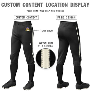 Custom Black Cream Classic Fit Stretch Practice Knickers Baseball Pants