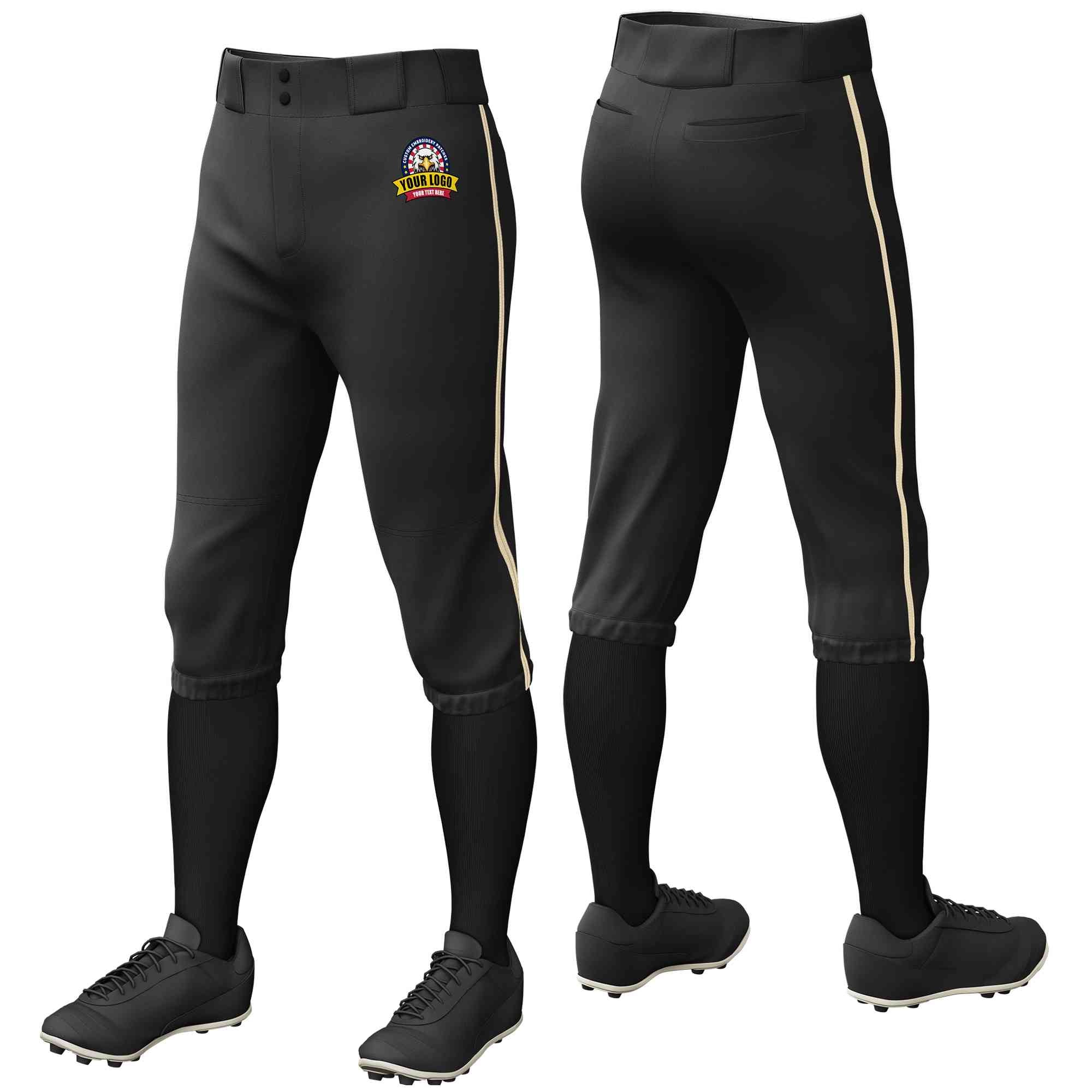 Pantalon de baseball personnalisé noir kaki, coupe classique, culotte d'entraînement extensible