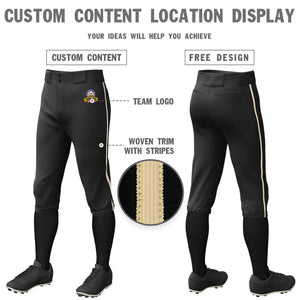 Custom Black Khaki Classic Fit Stretch Practice Knickers Baseball Pants