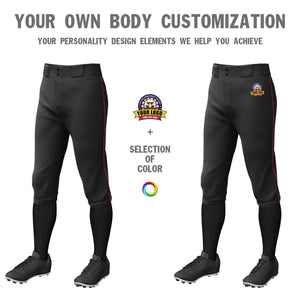 Custom Black Crimson Classic Fit Stretch Practice Knickers Baseball Pants