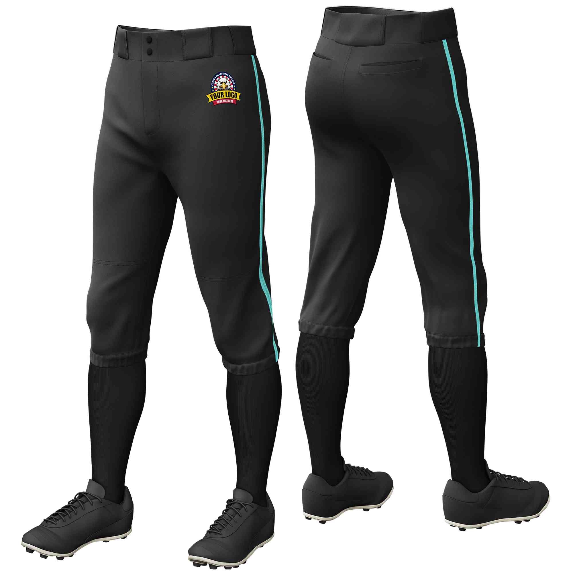 Pantalon de baseball personnalisé noir Aqua Classic Fit Stretch Practice Knickers