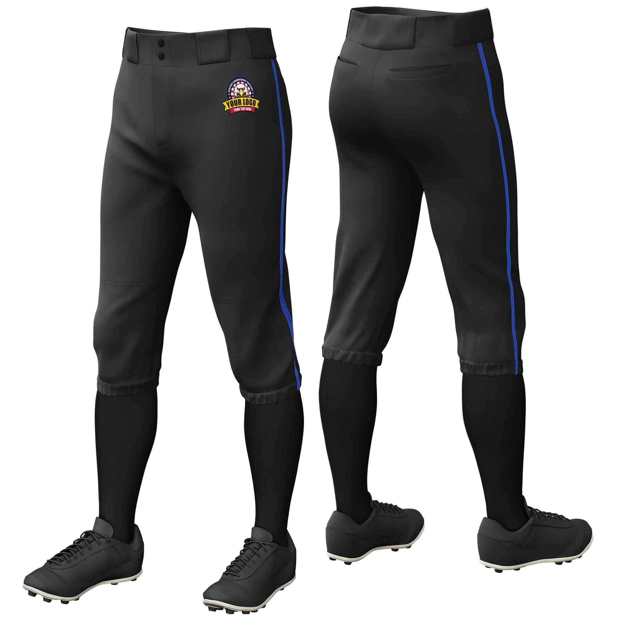 Pantalon de baseball personnalisé noir Royal Classic Fit Stretch Practice Knickers