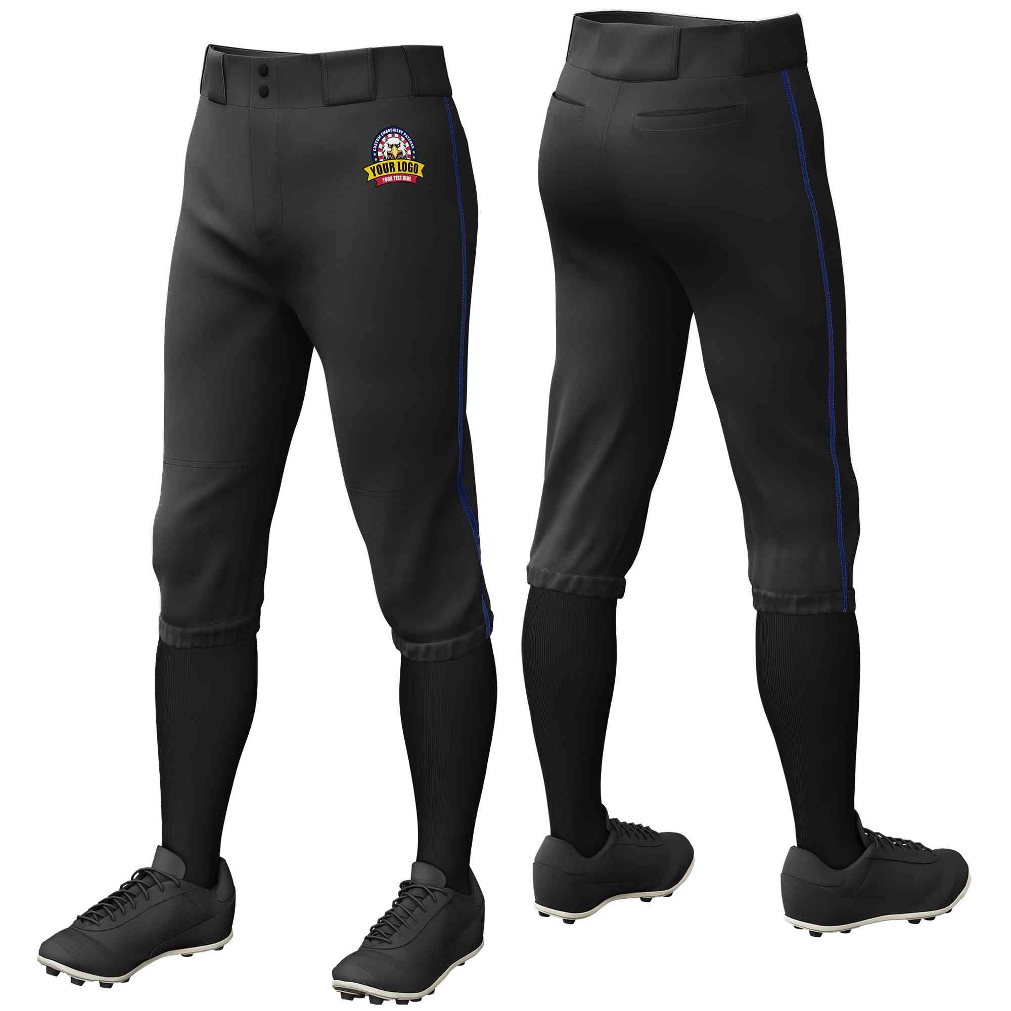 Pantalon de baseball personnalisé noir bleu marine, coupe classique, culotte d'entraînement extensible