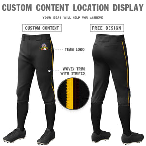 Custom Black Gold-Brown Classic Fit Stretch Practice Knickers Baseball Pants