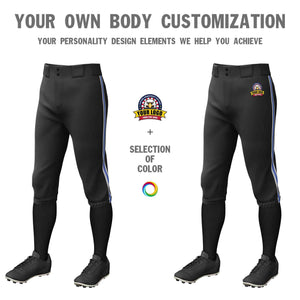 Custom Black Gray Royal-Gray Classic Fit Stretch Practice Knickers Baseball Pants