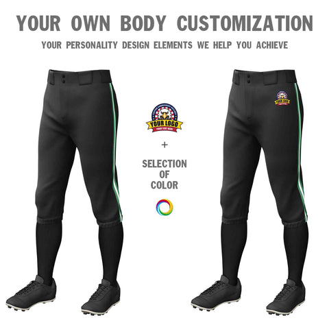 Custom Black Kelly Green White-Kelly Green Classic Fit Stretch Practice Knickers Baseball Pants