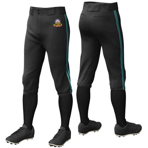 Custom Black Aqua Classic Fit Stretch Practice Knickers Baseball Pants