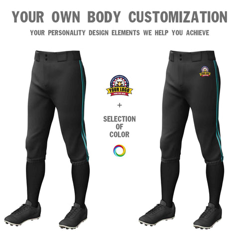Custom Black Aqua Classic Fit Stretch Practice Knickers Baseball Pants