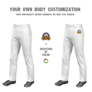 Custom White Khaki Classic Fit Stretch Practice Loose-fit Baseball Pants