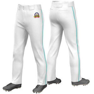 Pantalon de baseball coupe ample, coupe classique, extensible, personnalisé, blanc, Aqua