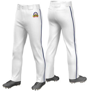 Pantalon de baseball coupe ample et extensible, coupe classique, blanc et bleu marine, personnalisé