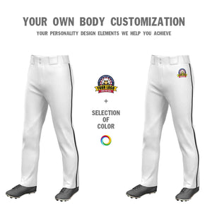 Custom White Black Classic Fit Stretch Practice Loose-fit Baseball Pants