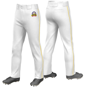 Custom White Gold-White Classic Fit Stretch Practice Loose-fit Baseball Pants