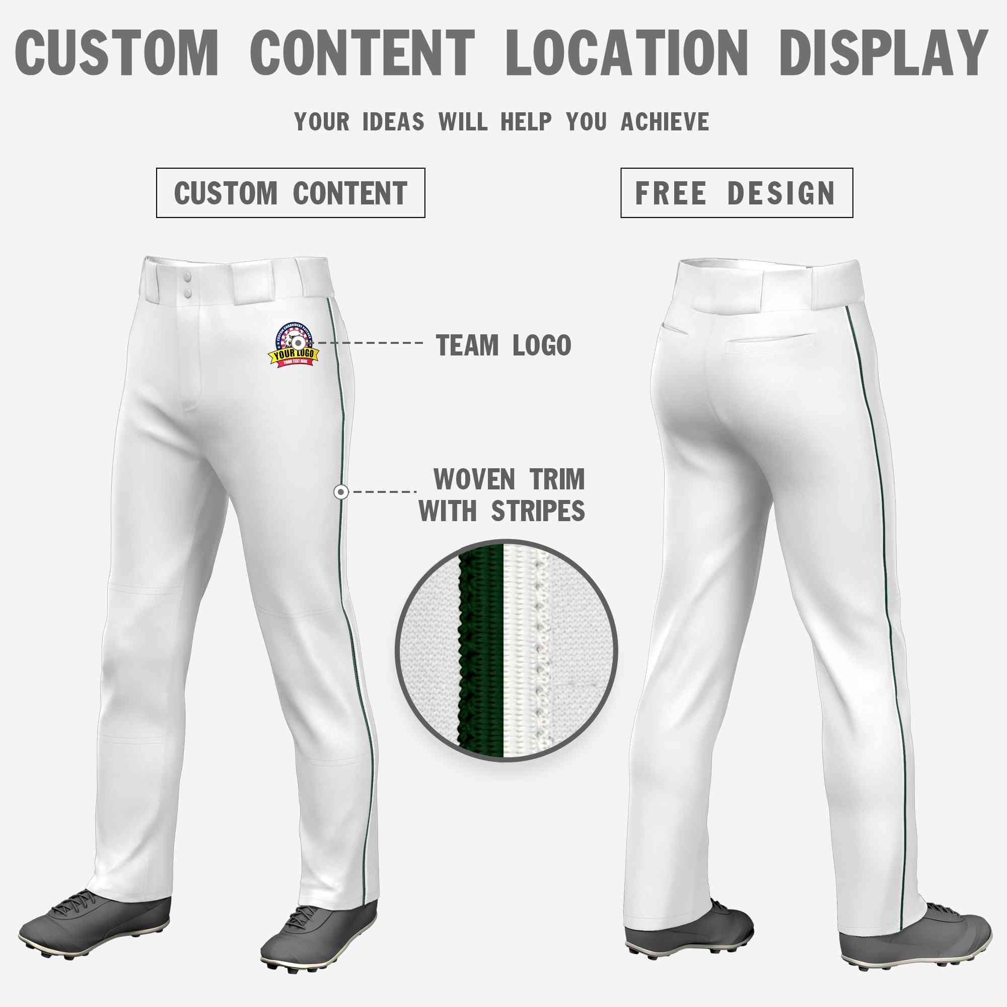 Pantalon de baseball coupe ample, coupe classique, blanc, noir et blanc, personnalisé