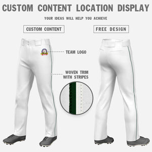 Custom White Black-White Classic Fit Stretch Practice Loose-fit Baseball Pants