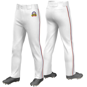 Custom White Royal-Orange Classic Fit Stretch Practice Loose-fit Baseball Pants