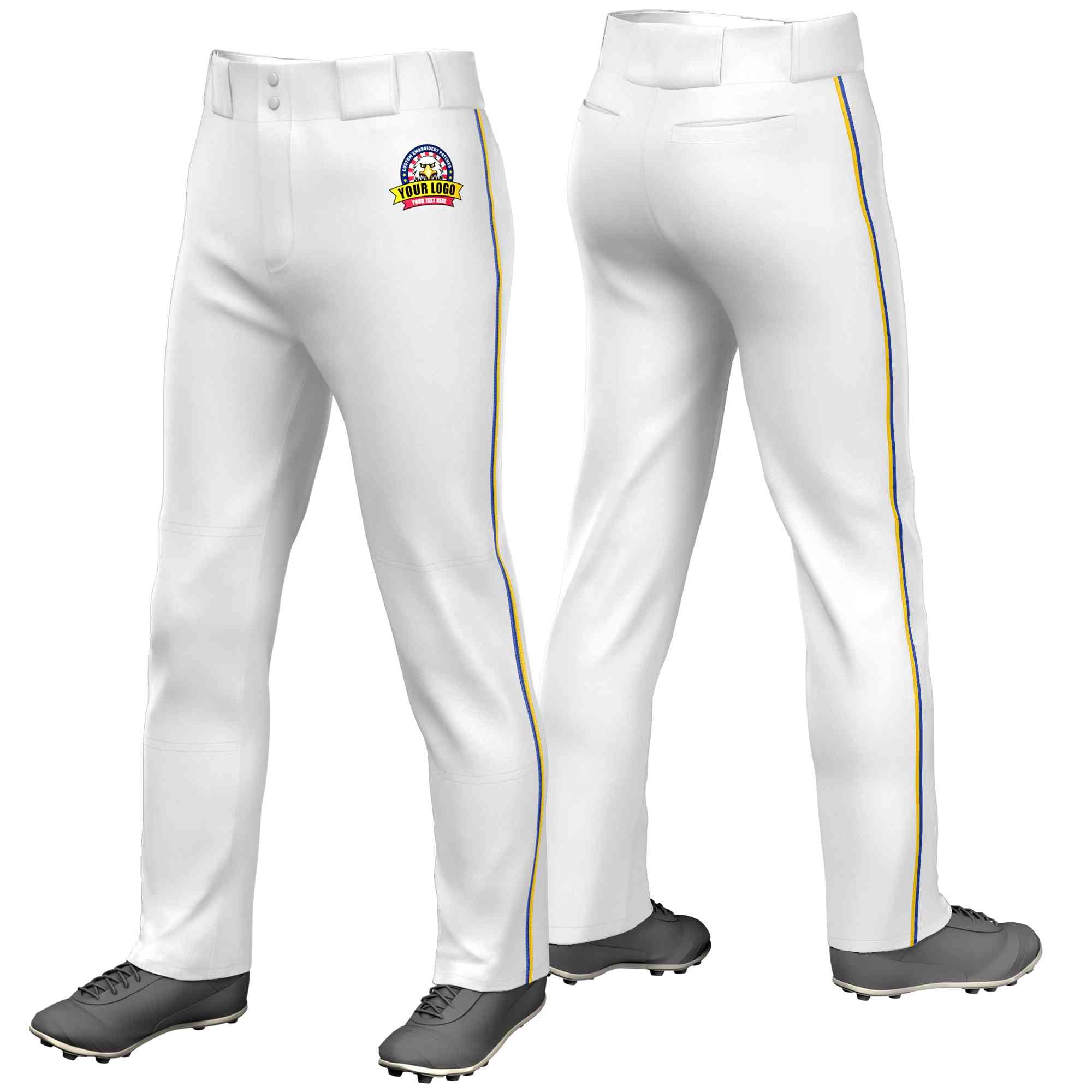 Pantalon de baseball coupe ample, coupe classique, extensible, personnalisé, blanc Royal-Gold