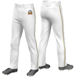 Custom White Royal-Gold Classic Fit Stretch Practice Loose-fit Baseball Pants