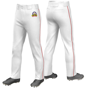 Pantalon de baseball coupe ample, coupe classique, blanc, blanc et rouge, personnalisé