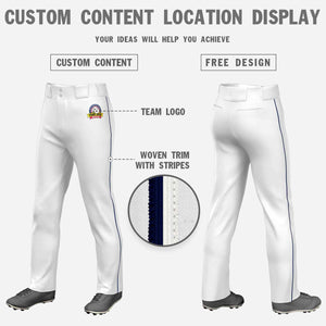 Pantalon de baseball coupe ample, coupe classique, blanc, marine et blanc, personnalisé