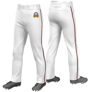 Custom White Black-Red Classic Fit Stretch Practice Loose-fit Baseball Pants