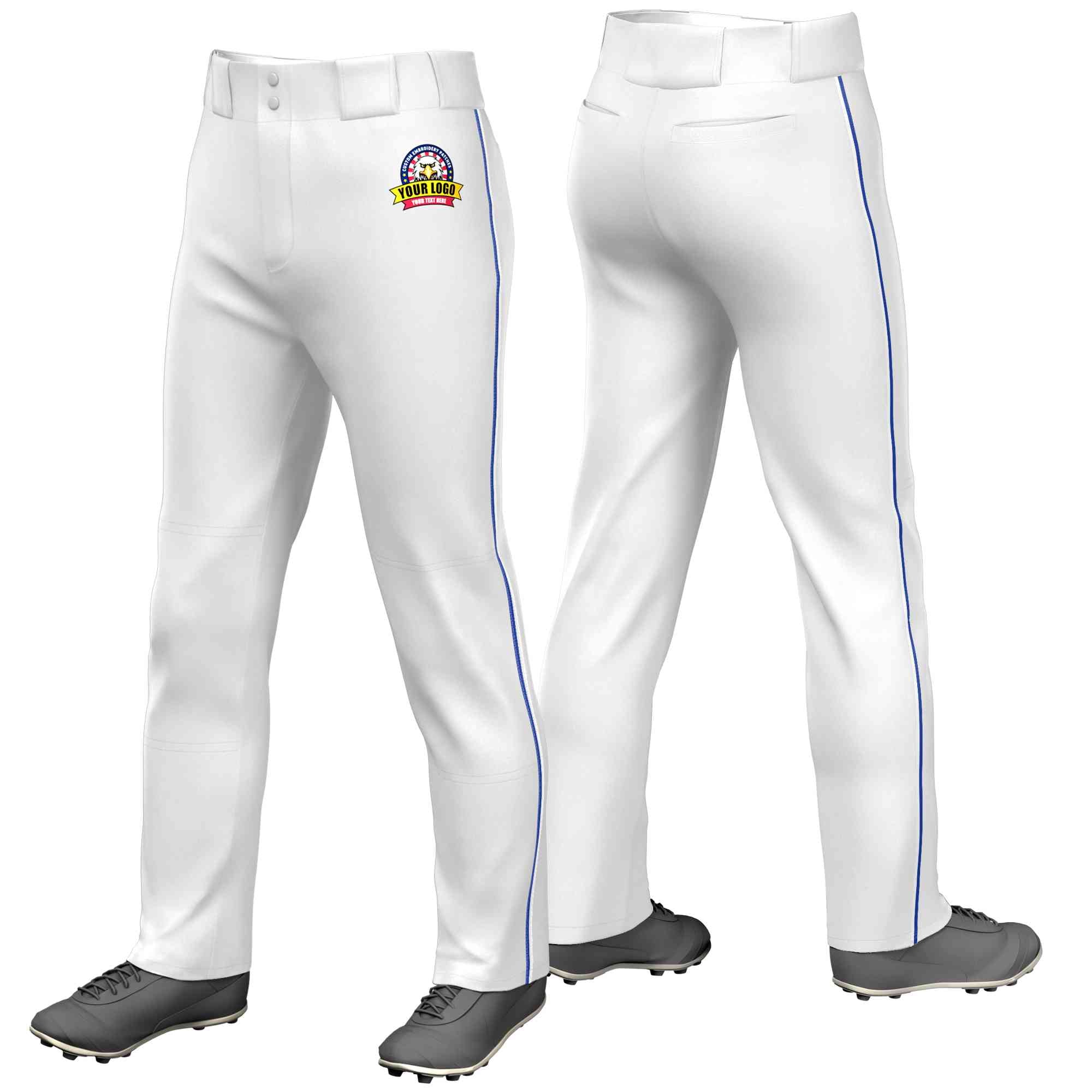 Pantalon de baseball coupe ample, coupe classique, blanc Royal-blanc personnalisé