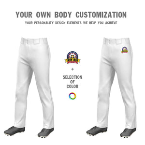 Custom White Gray-White Classic Fit Stretch Practice Loose-fit Baseball Pants