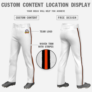 Pantalon de baseball coupe ample, coupe classique, extensible, personnalisé, blanc, noir, orange-noir