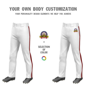 Custom White Red Black-Red Classic Fit Stretch Practice Loose-fit Baseball Pants