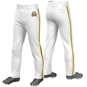 Pantalon de baseball coupe ample, coupe classique, personnalisé, or blanc, noir-or